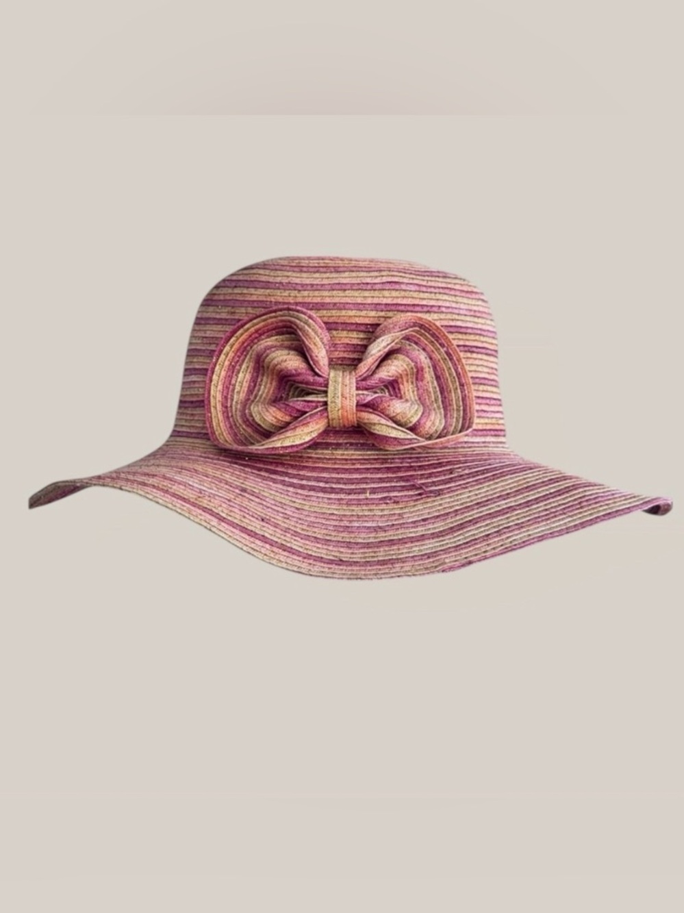 Vintage Late 90s Y2K Straw Sun Hat with Sculptural Bow